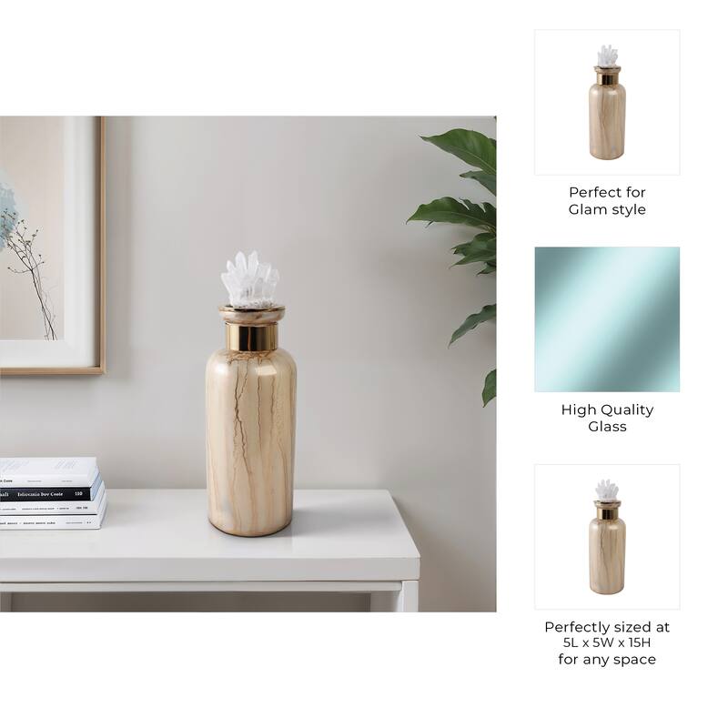 Glass Decorative Vase Glam Accent with Stone Details Modern Style