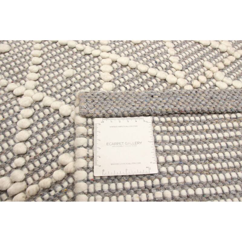 ECARPETGALLERY Braid weave Sienna Grey Wool Rug - 6'1 x 8'11