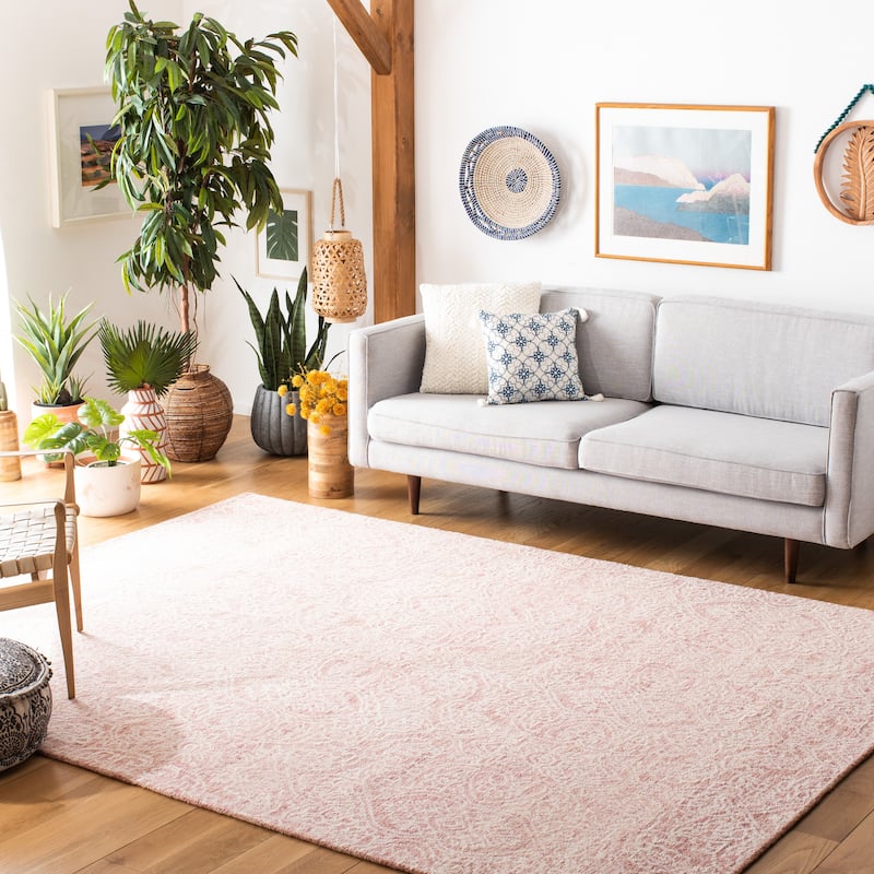 SAFAVIEH Handmade Metro Lorenzina French Country Wool Rug - 8' x 10' - Pink/Ivory - Rectangle