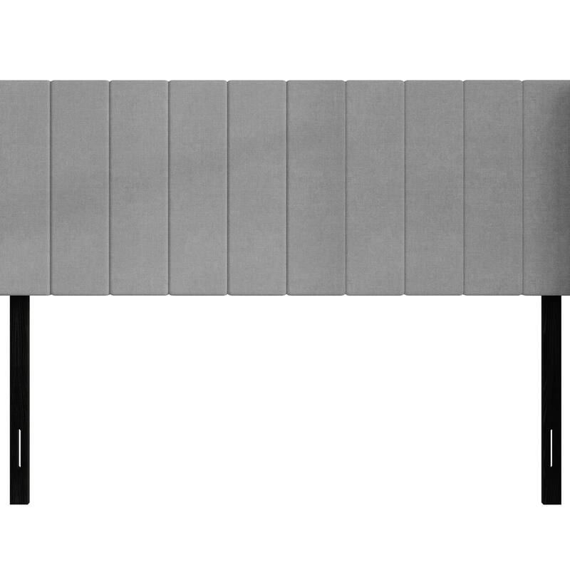 Clayfell Ipswich Upholstered Wingback Headboard with Nailhead Trim, Modern Vertical Channel Tufting, Easy Assembly