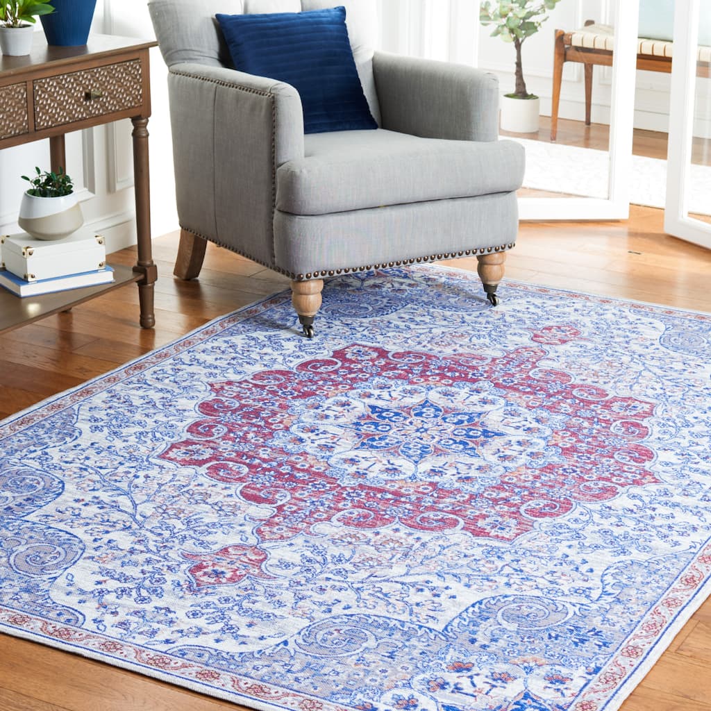 SAFAVIEH Serapi Machine Washable Tressie Medallion Distressed Rug