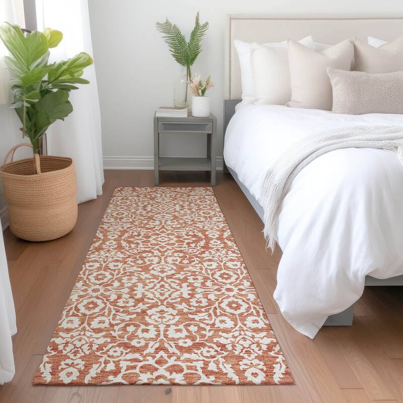 Premium Washable Super Soft Traditional Mekenzie Mayfield Rug - Coral - 2'3" x 7'6"