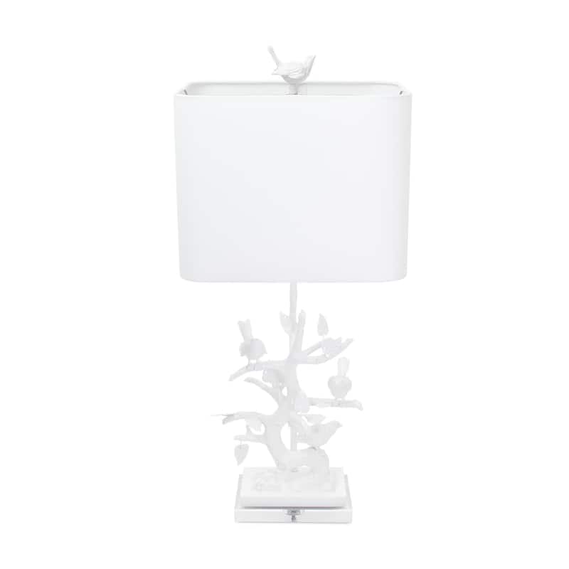 Bird on Branch Acrylic Table Lamp - White