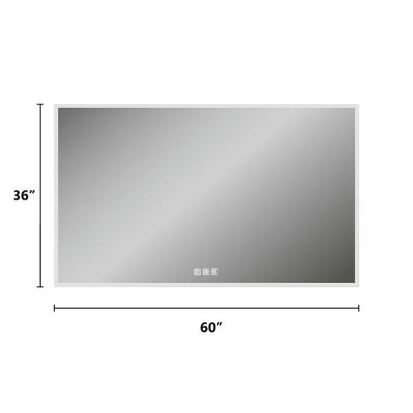 Clihome 60'' X 36'' Frameless LED Lighted Bathroom Mirror Bed Bath