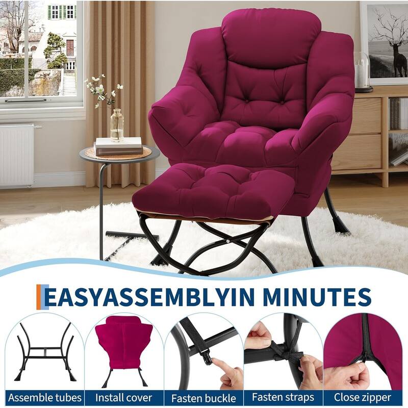 Lazy Chair and Ottoman, with Side Pocket and Arm