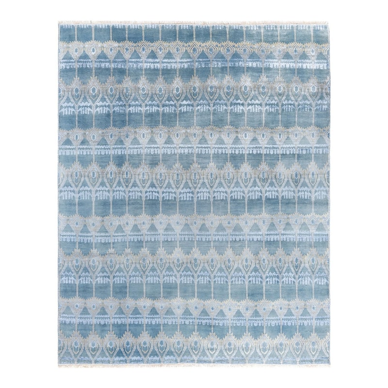Ikat One-of-a-Kind Hand-Knotted Area Rug, Gray - 8' 1" x 10' 3"