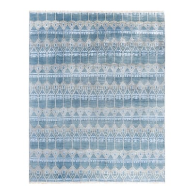 Ikat One-of-a-Kind Hand-Knotted Area Rug, Gray - 8' 1" x 10' 3"