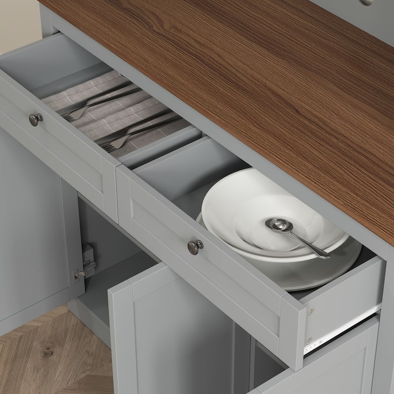 Rossetta 70'' Tall Anti-Tipping Kitchen Pantry Cabinet with Microwave Stand and Adjustable Shelves