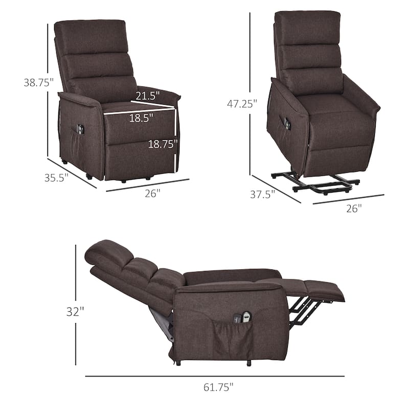 HOMCOM Electric Power Lift Recliner Massage Sofa Vibration with Remote for Elderly, Living Room Office Furniture