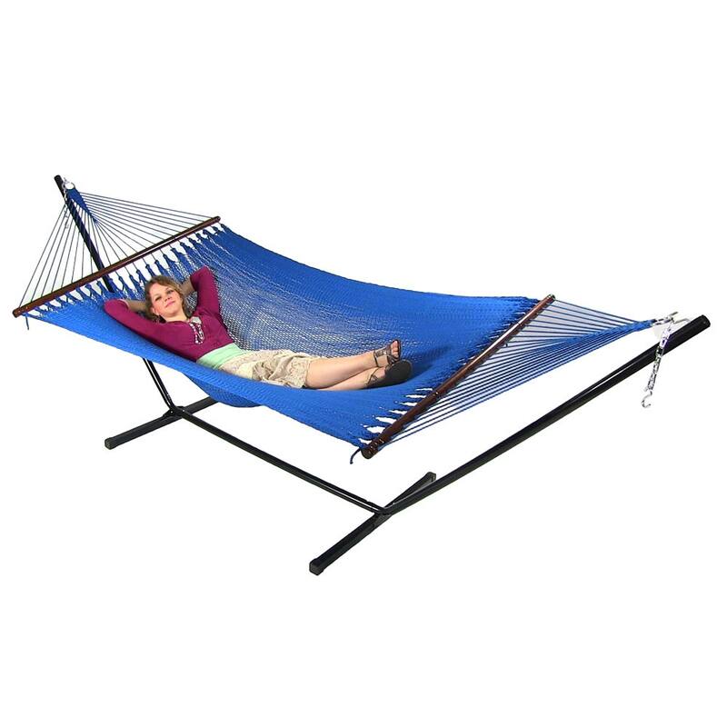 Sunnydaze Large 2-Person Rope Hammock with Spreader Bar & Hammock Stand