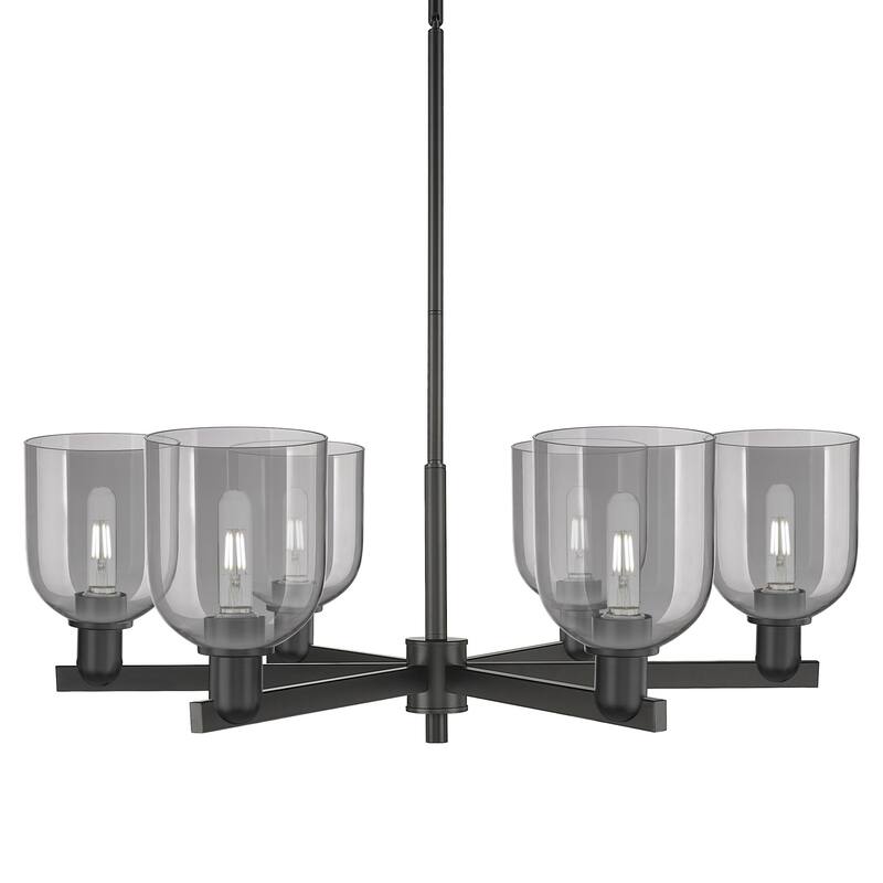 Innovations Lighting 716-6CR-12-36 Bella Chandelier Bella 6 Light 36" - Matte Black / Light Smoke