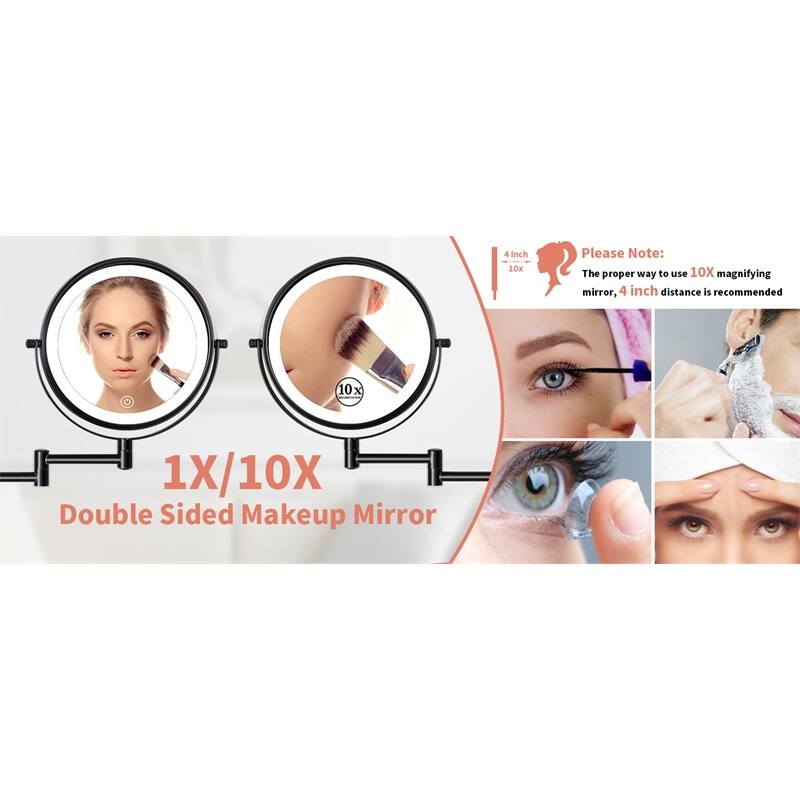 Wall Mounted Makeup Mirror with Down Double-Sided 1x/10x Magnification