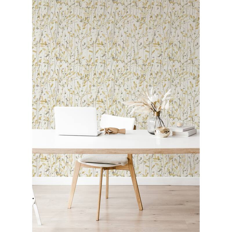 Scott Living Leandra Yellow Floral Trail Wallpaper
