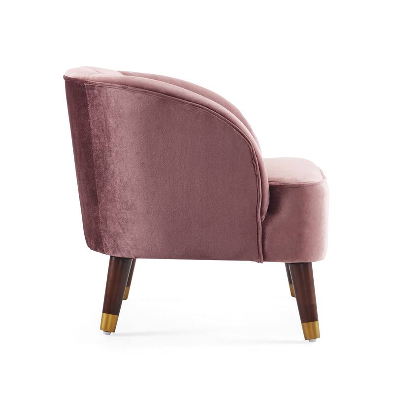 Upholstered Barrel Accent Chair with Wooden Legs