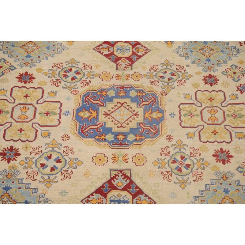 Geometric Kazak Rug Hand-Knotted Oriental Wool Carpet - 9'9"x 13'5"