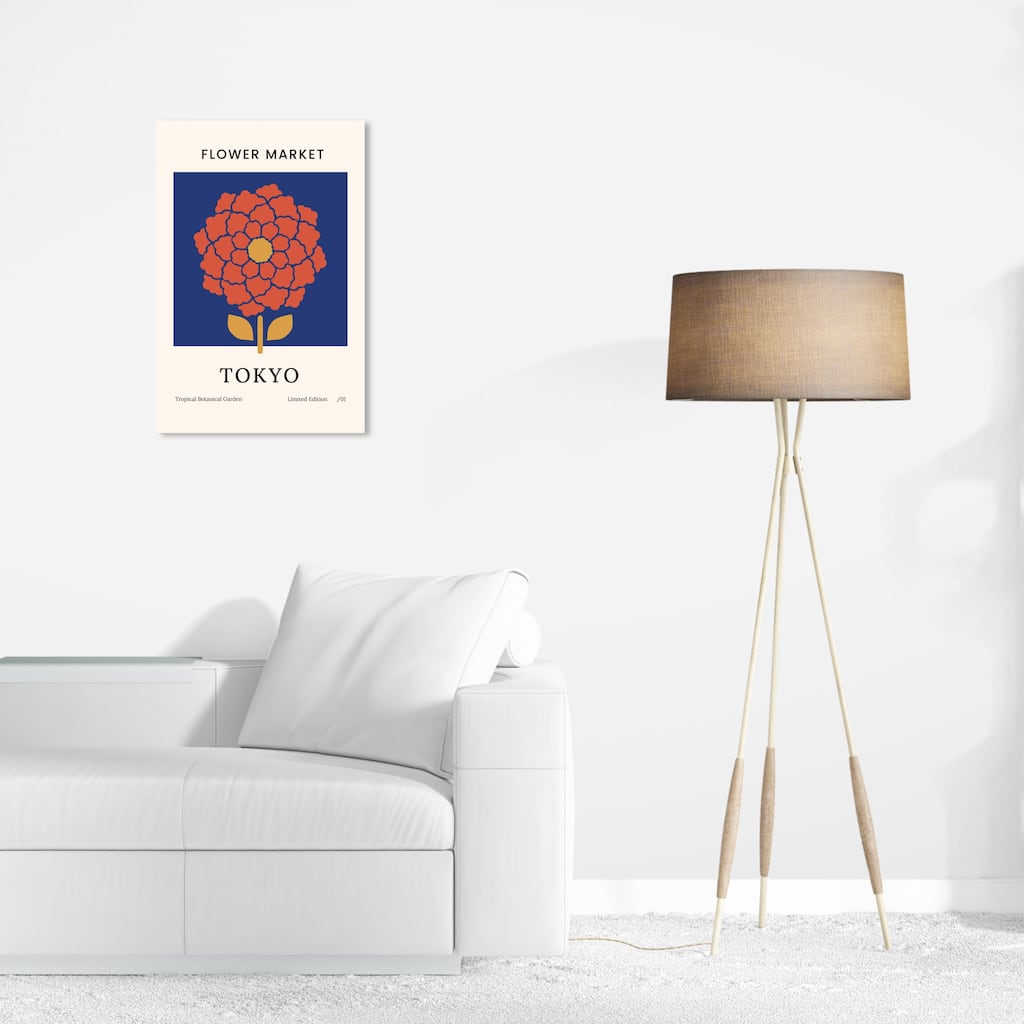 Wynwood Studio Canvas Advertising Flower Market Tokyo Orange and Dark Orange Modern & Contemporary Wall Art Canvas Print