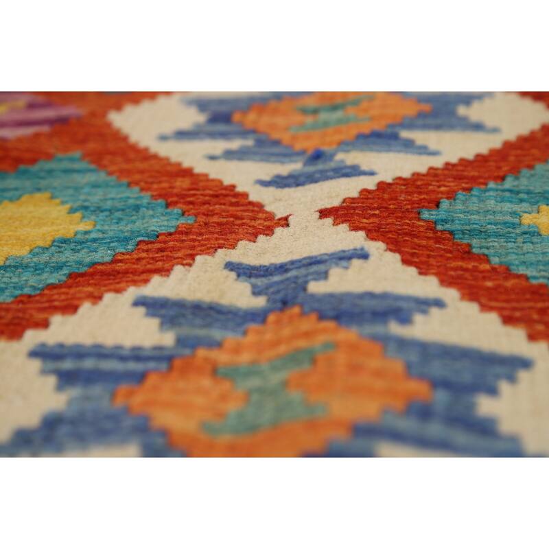 All-Over Kilim Oriental Area Rug Flatweave Wool Carpet - 8'5" x 9'5"