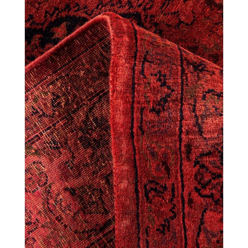 Overton Hand Knotted Wool Vintage Inspired Modern Contemporary Overdyed Orange Area Rug - 4' 1" x 6' 5"