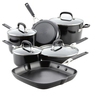 KitchenAid Hard Anodized Nonstick Cookware Pots and Pans Set, 10-Piece, Onyx Black