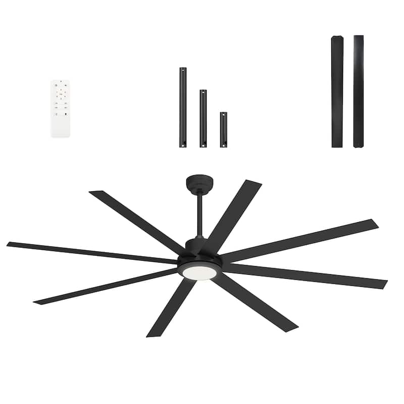 84 Inch 8 Blade Ceiling Fan with Light Remote and Quiet DC Motor - 84 Inches