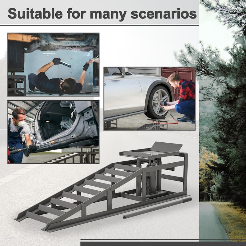2 Pack Hydraulic Car Ramps 5T 11000 lbs Low Profile Car Lift Service Ramps Truck Trailer Garage Height Hydraulic Vehicle Ramps