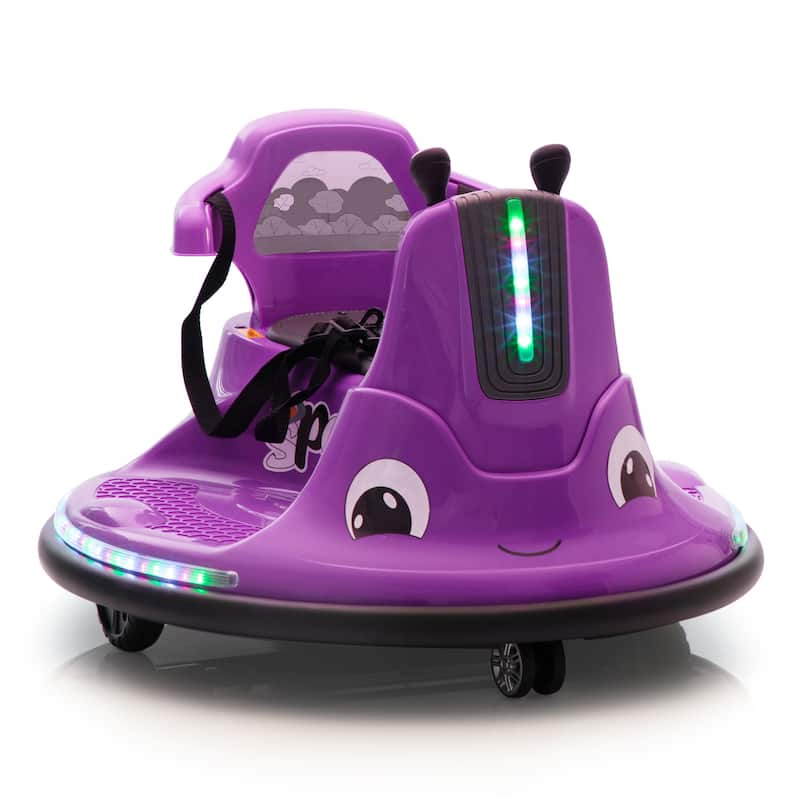 12V Snail-Shaped Kids Electric Bumper Car with Remote Control, Ride On Car with LED Lights,360 Degree Rotate, Toddler Race Toys