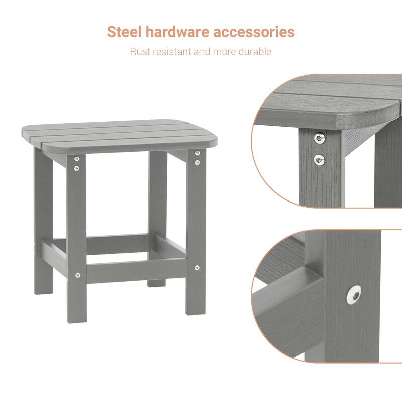 LIVOOSUN Patio Adirondack Plastic Wood Outdoor Side Table for Deck