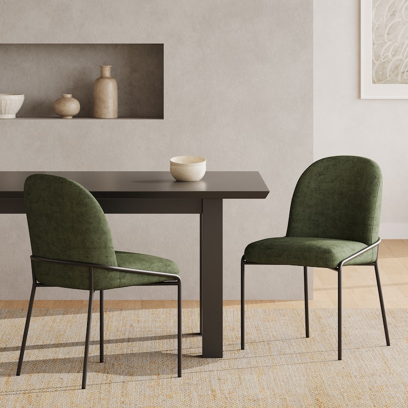 Christopher Knight Home - Marden Modern Upholstered Dining Chair Set with Curved High Back - Set of 2 - Bronze+Green