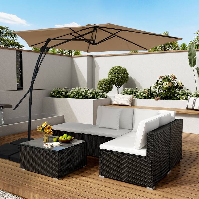 Clihome 10ft Outdoor Patio Cantilever Umbrella with Stand