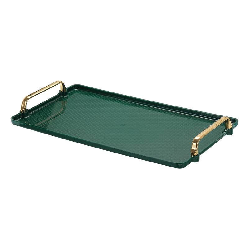 Plastic Serving Tray with Gold Handle, Decorative Tray Jewelry Platter