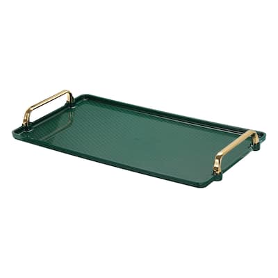 Plastic Serving Tray with Gold Handle, Decorative Tray Jewelry Platter