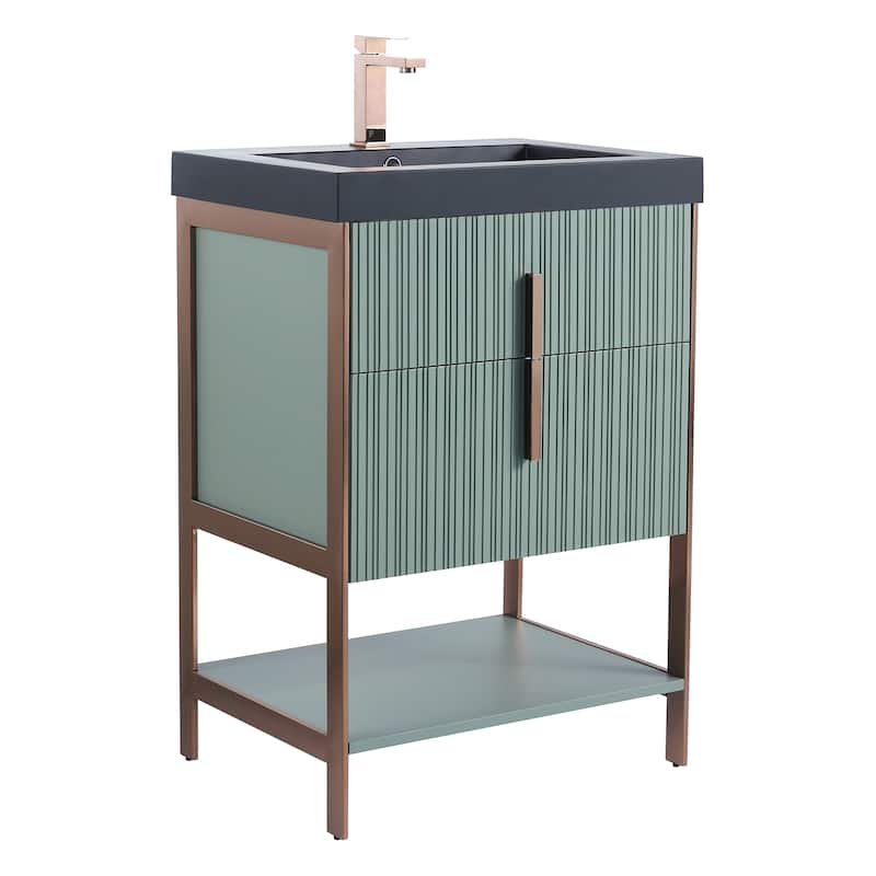 Fine Fixtures Serenity Modern Bathroom Vanity with Black Gel Acrylic Top