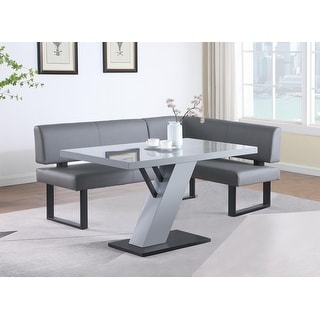 Somette Lillian 2-Piece Gloss Gray Dining Set with Dining Table & Nook ...