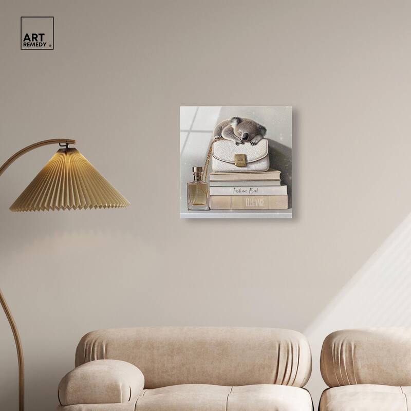 Koala on Fashion Books Acrylic by Art Remedy, Ready to Hang