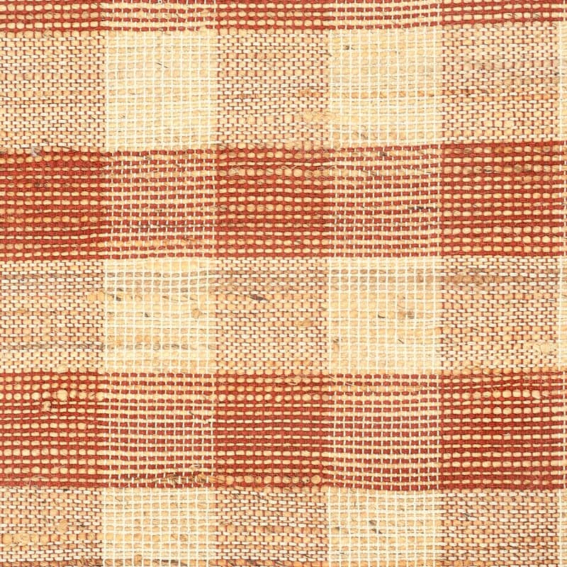 Artisan Hand Woven Jute & Cotton Brown Plaid Rug-5X7 ft - 6' x 7'