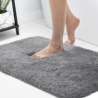 Bathroom Rug Non Slip Bath Mat (36x24 Inch Brown) Water Absorbent Super  Soft Shaggy Chenille Machine Washable Dry Extra Thick Perfect Absorbant Best  Large Plush Carpet for Shower Floor 