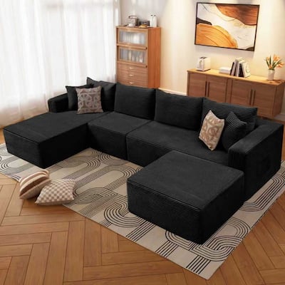 WINSOON 136''x69'' Plush Modular Sectional Sofa with Pillows
