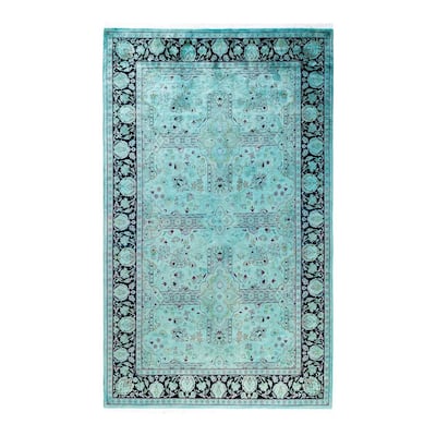 Fine Vibrance One-of-a-Kind Hand-Knotted Area Rug - Blue, 4' 8" x 7' 5" - 4' 8" x 7' 5"