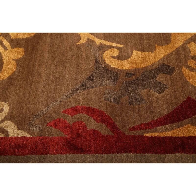 ECARPETGALLERY Hand-knotted Opulence Brown Silk, Wool Rug - 9'1 x 11'11