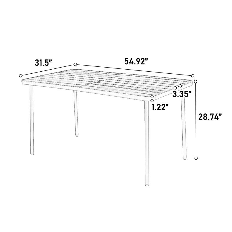 5 Piece Outdoor Dining Table Set, All Weather Outdoor Table and Chairs Set with Square Metal Dining Table with Plastic Chair