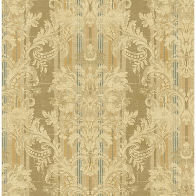 Seabrook Designs Enora Striped Damask Unpasted Wallpaper