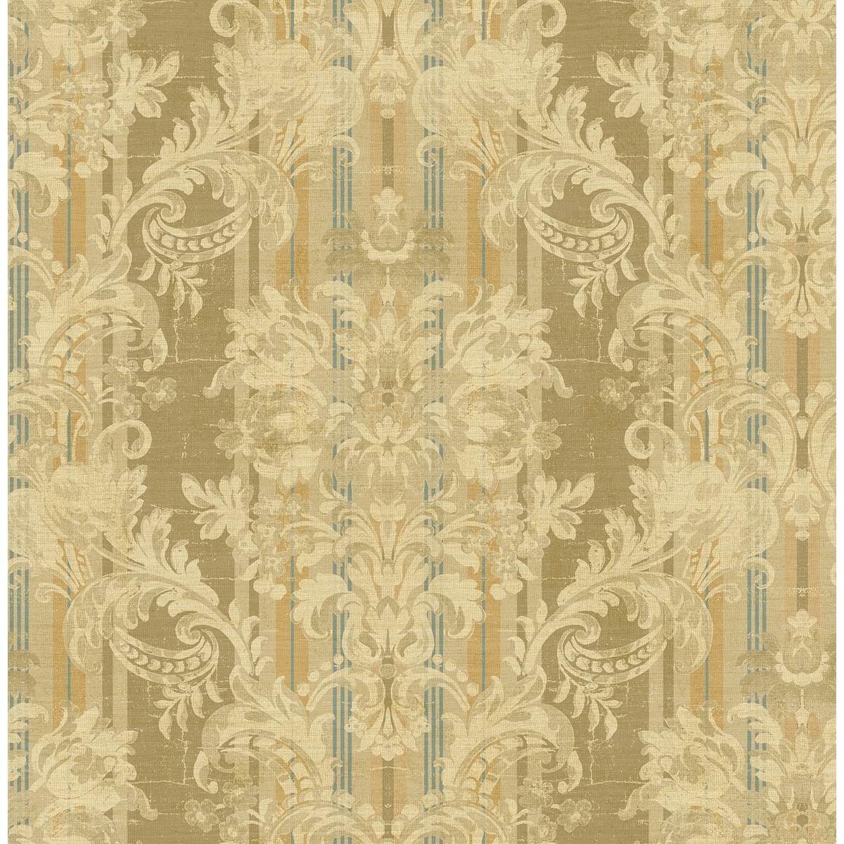 Seabrook Designs Enora Striped Damask Unpasted Wallpaper