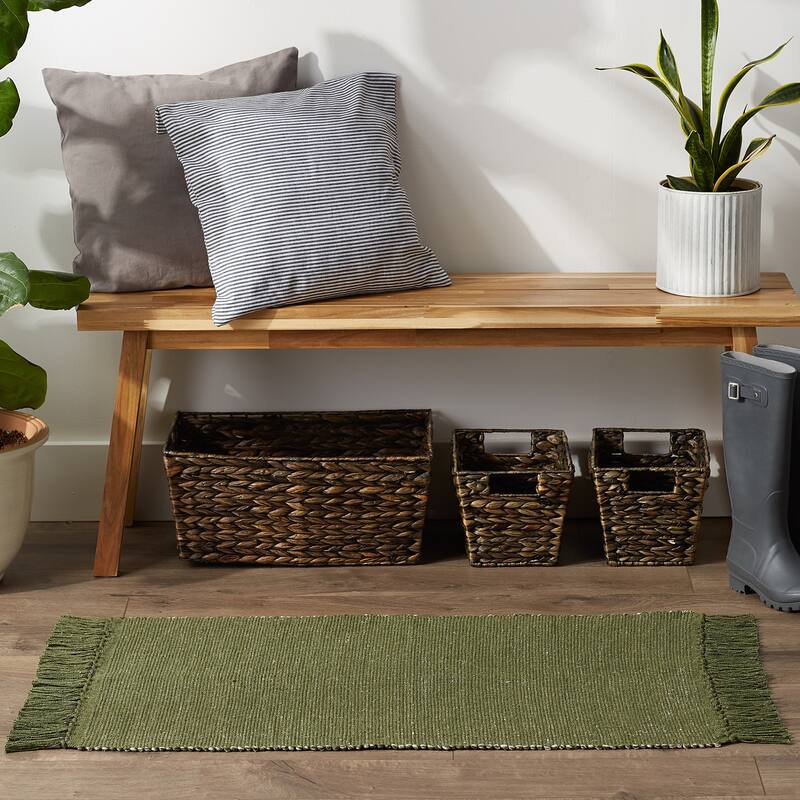 DII Gray and Off White 2-Tone Ribbed Rug 2x3 Ft - 24.0 In. L X 36.0 In. W X 0.2 In. H