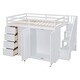 preview thumbnail 12 of 14, Full Size Wood Loft Bed With 2 Built-in Wardrobes, Cabinets and Drawers
