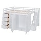 preview thumbnail 30 of 34, Full Size Wood Loft Bed with Storage and Drawers, Grey