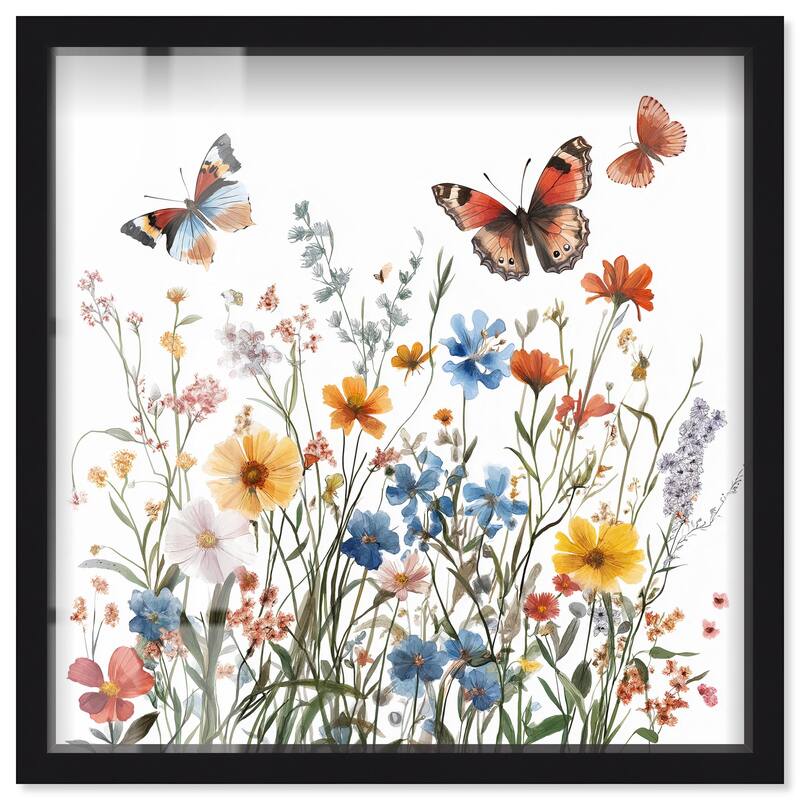 Garden of Fluttering Shadowbox by Art Remedy - Black - 20" x 20"
