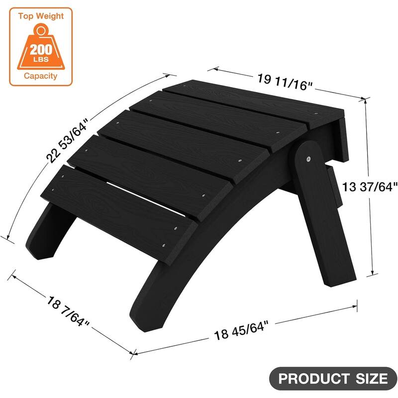 WINSOON Adirondack Ottoman,Folding Adirondack Foot Rest - Blackx2
