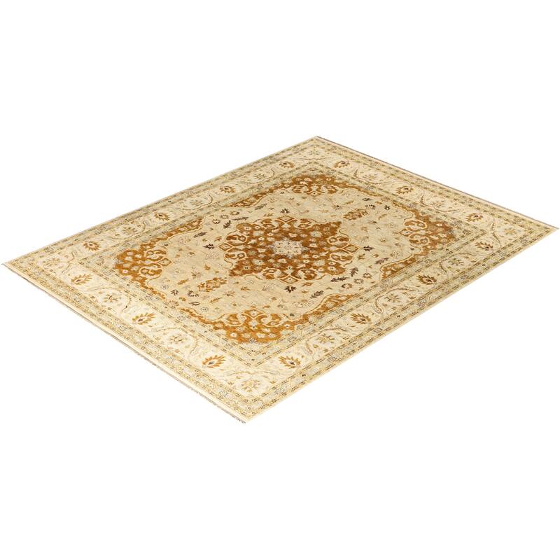 Oushak One-of-a-Kind Hand-Knotted Area Rug - Beige, 8' 0" x 10' 3" - 8' 0" x 10' 3"