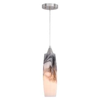 Milano Mini Pendant Ceiling Light Black and White Glass - 4.25-in. W x 15.25-in. H x 4.25-in. D