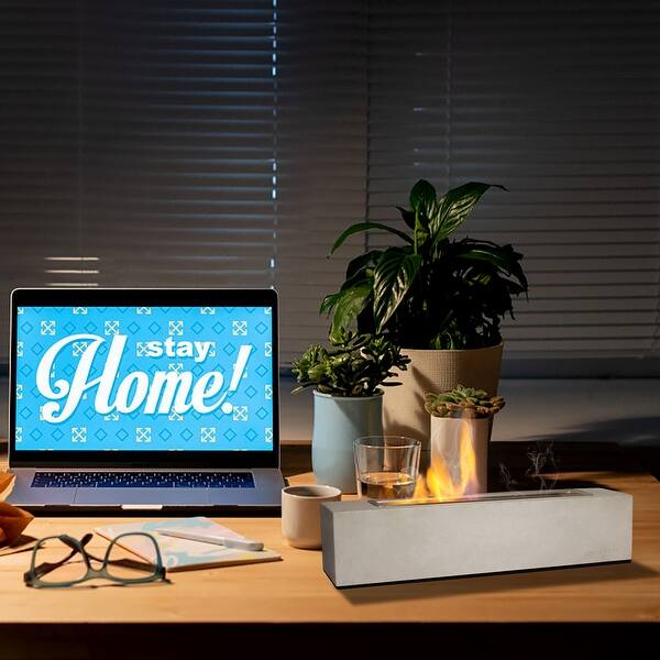 Outdoor Cuboid Concrete Fire Pit Bioethanolfueled Fire Place Smokeless